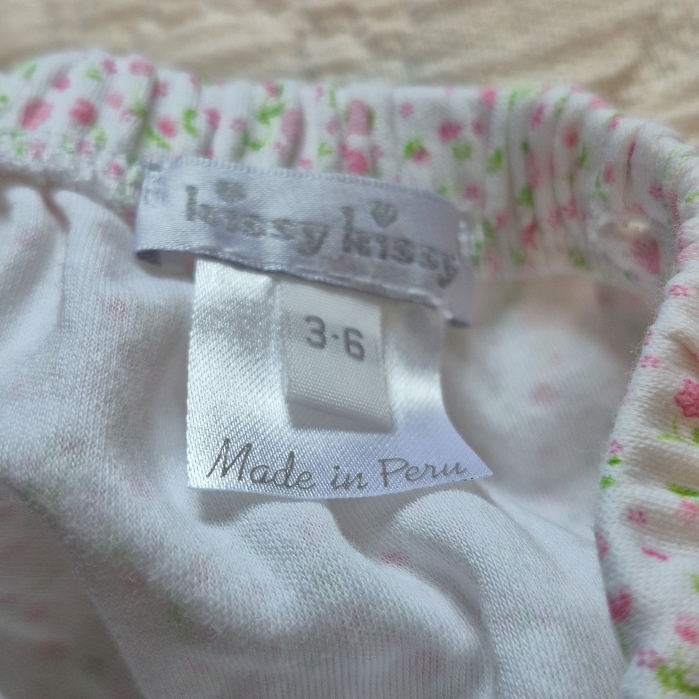 Kissy Kissy girls 3-6 months pink, green & white bubble romper tiny flowers EUC - Picture 2 of 9